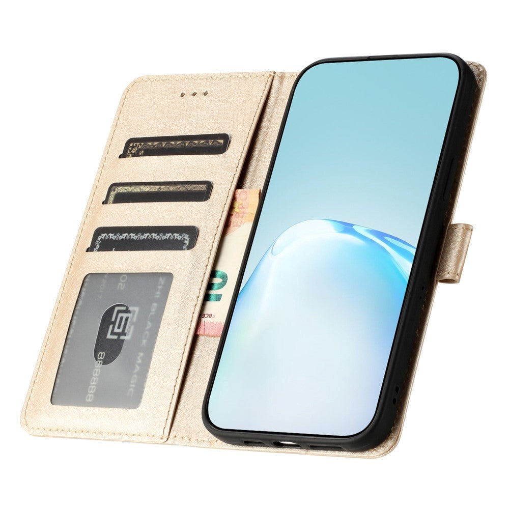 Samsung Galaxy A15 (5G) / A15 Læder Mobil Cover m. Pung og Strop - Guld