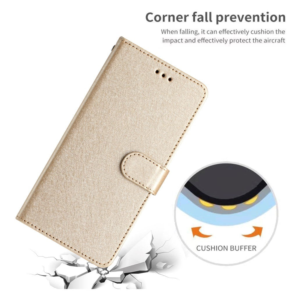 Samsung Galaxy A15 (5G) / A15 Læder Mobil Cover m. Pung og Strop - Guld