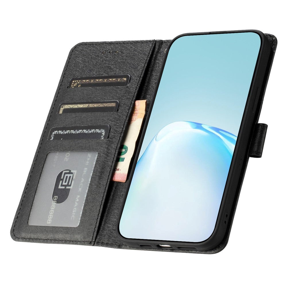 Samsung Galaxy A15 (5G) / A15 Læder Mobil Cover m. Pung og Strop - Sort
