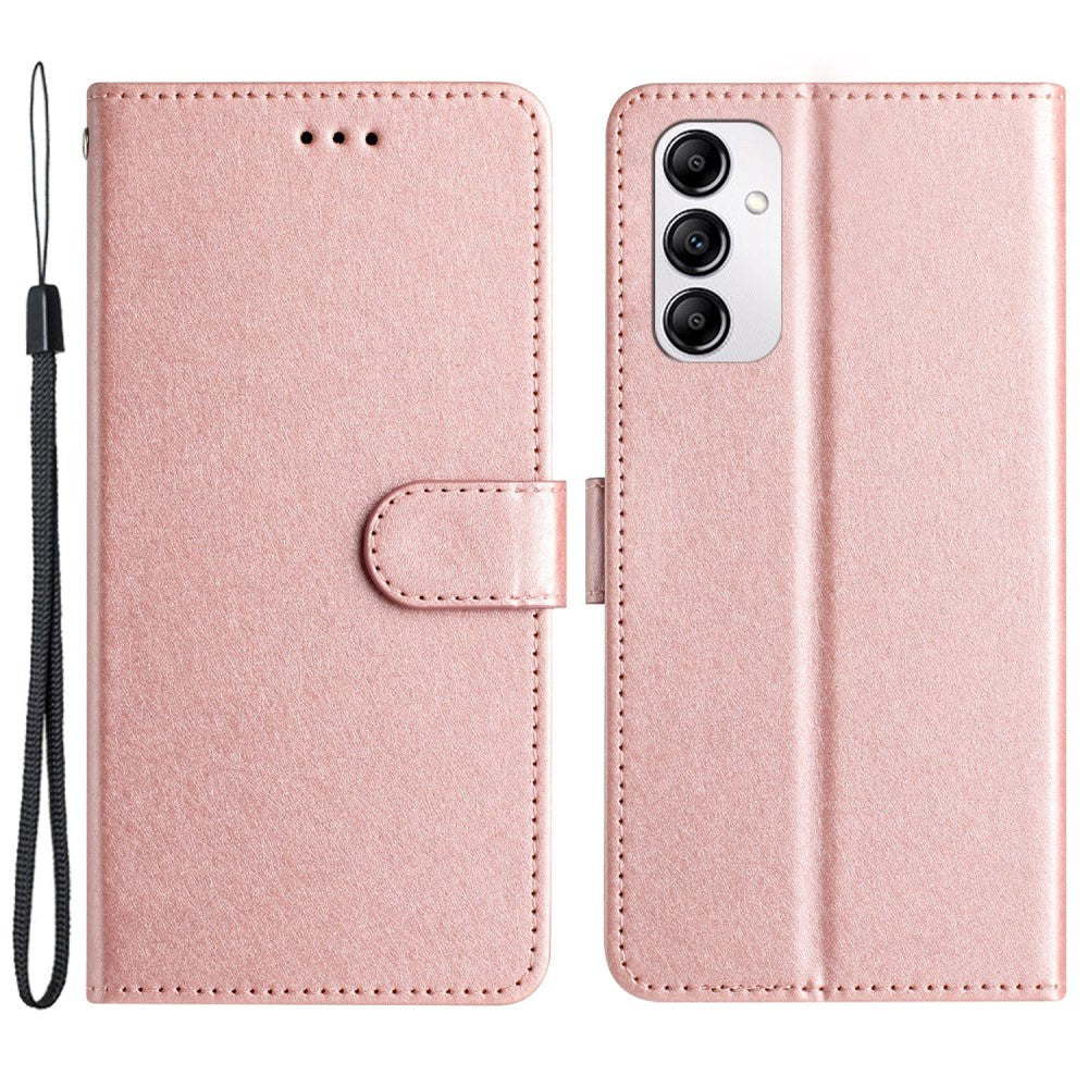 Samsung Galaxy A15 (5G) / A15 Læder Mobil Cover m. Pung og Strop - Rose Gold