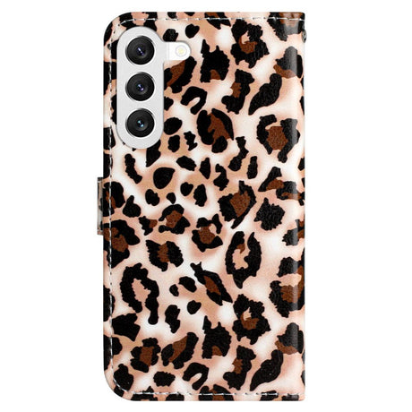 Samsung Galaxy S24 Læder Mobil Cover m. Pung og Strop - Leopard