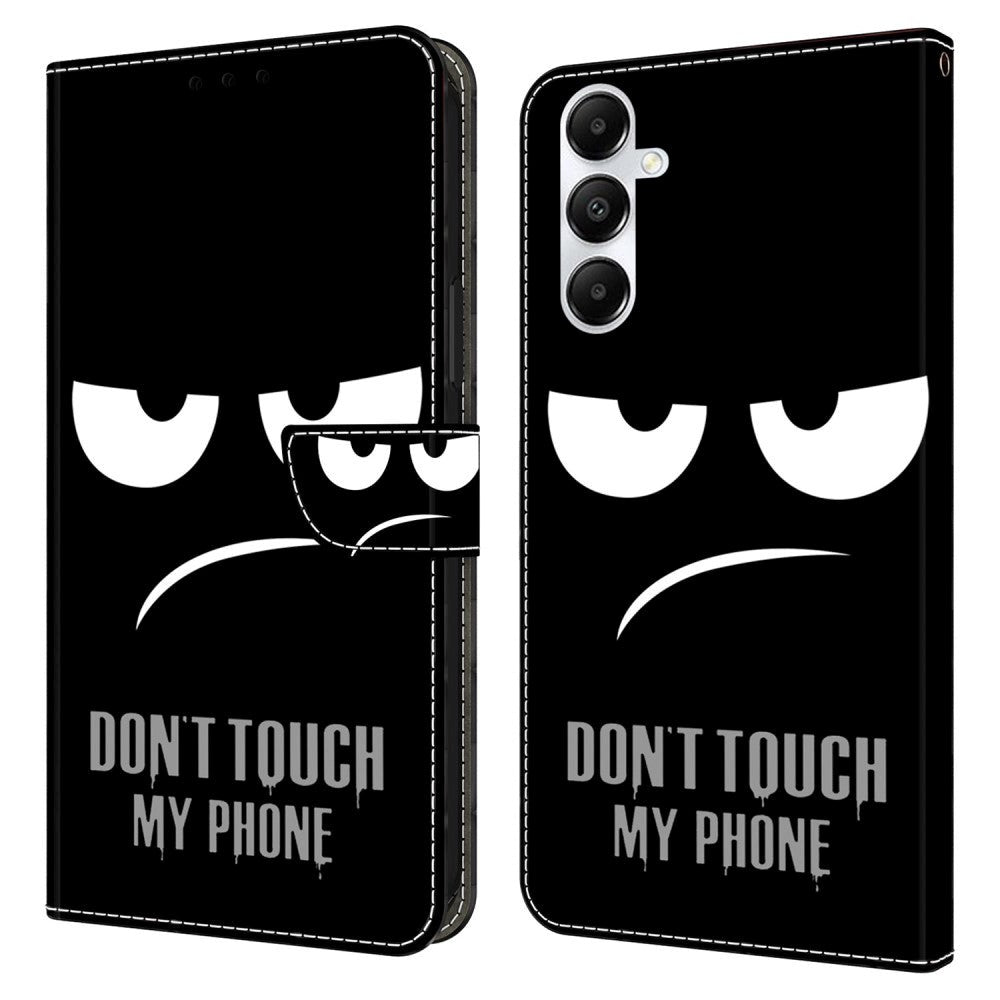 Samsung Galaxy A05s Læder Mobil Cover m. Pung & Ståfunktion - "Don't Touch My Phone"