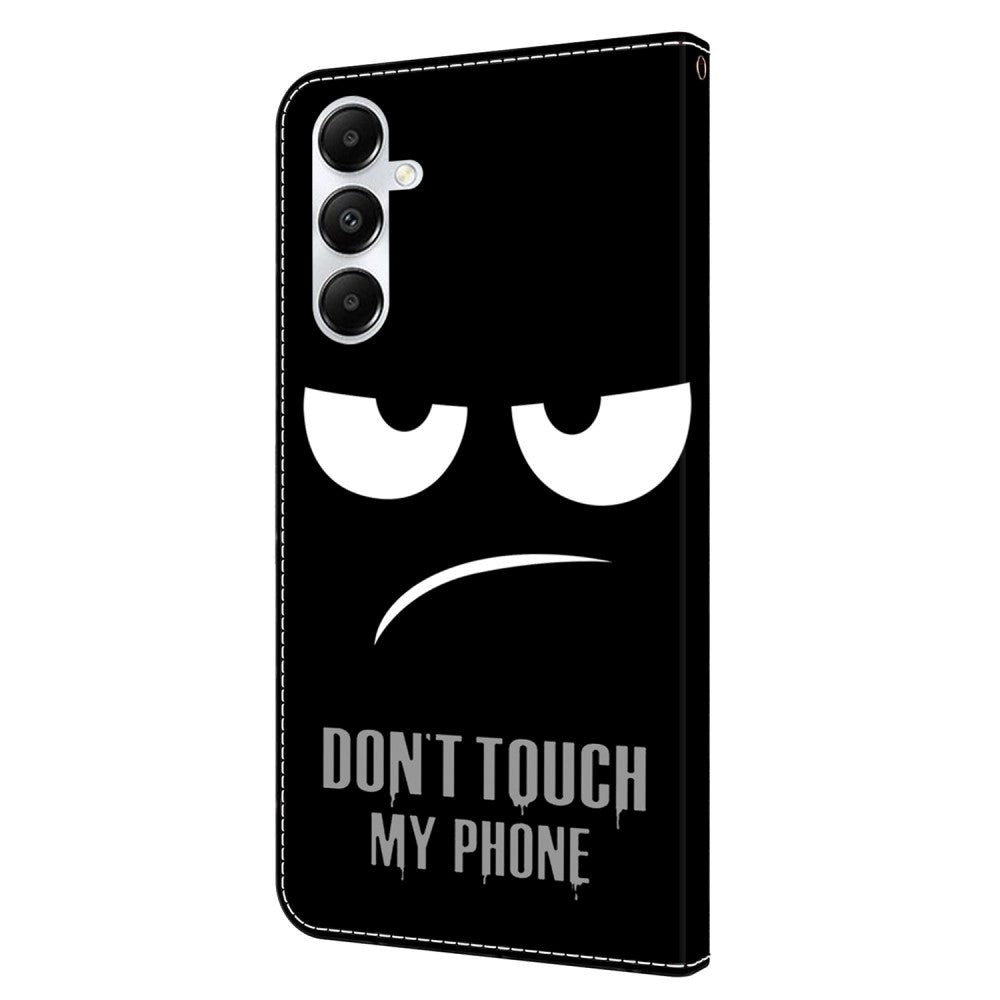 Samsung Galaxy A05s Læder Mobil Cover m. Pung & Ståfunktion - "Don't Touch My Phone"