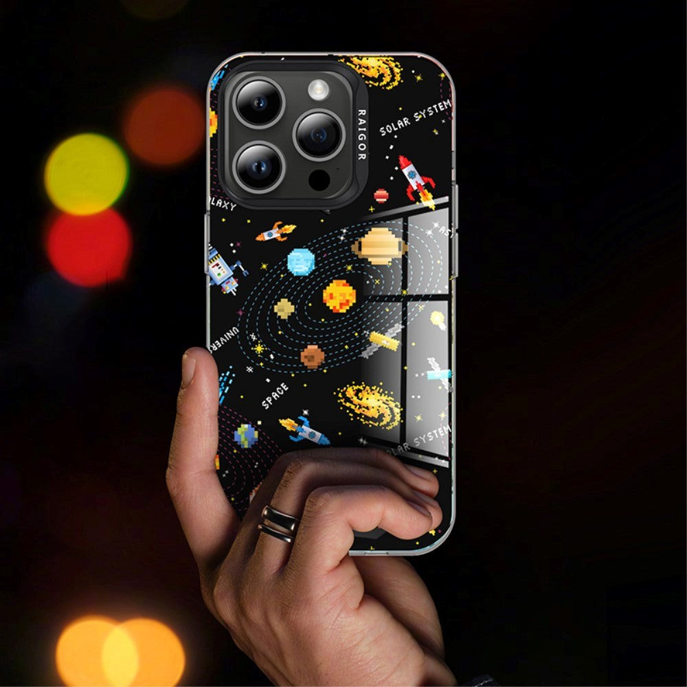 iPhone 15 Pro Pixel Series Håndværker Mobil Cover m. Pixeleret Print - Sort