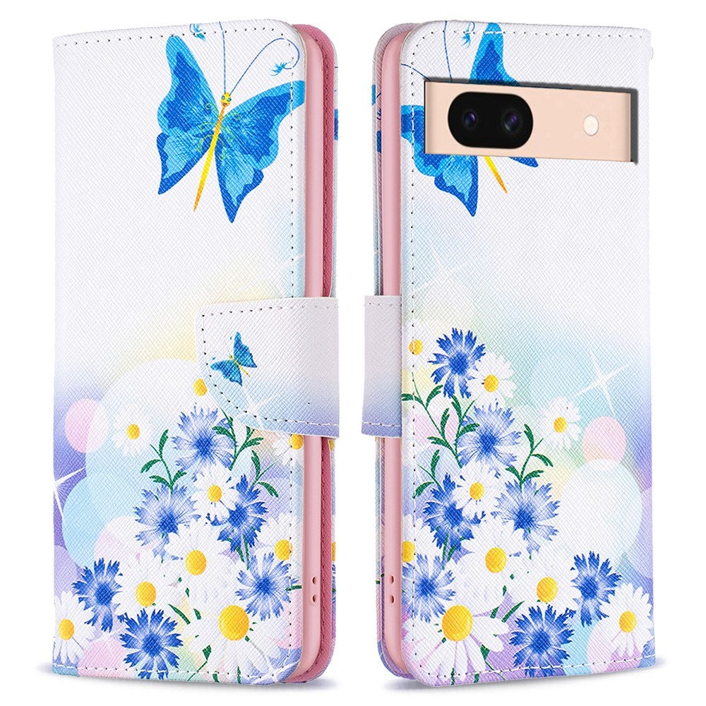 EIDERWOOD Google Pixel 8a Læder Mobil Cover m. Pung & Print - Sommerfugl & Blomster