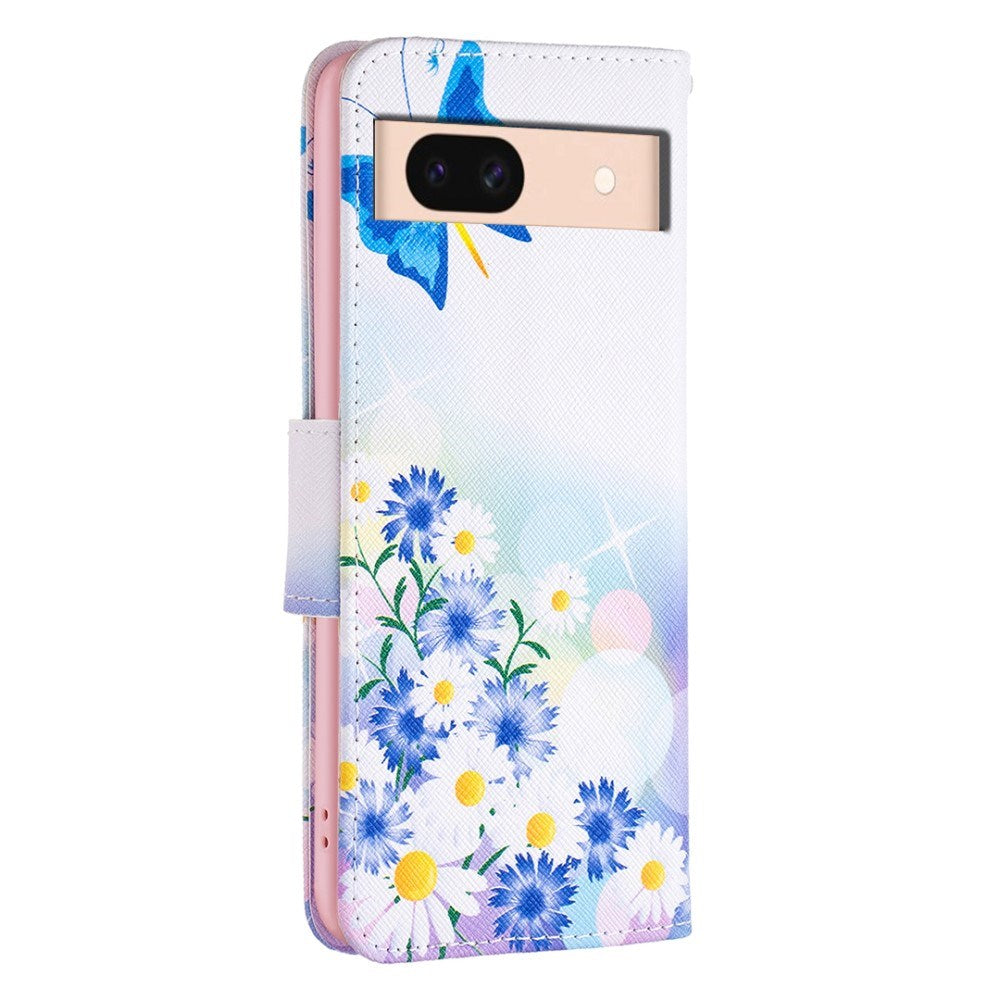 EIDERWOOD Google Pixel 8a Læder Mobil Cover m. Pung & Print - Sommerfugl & Blomster