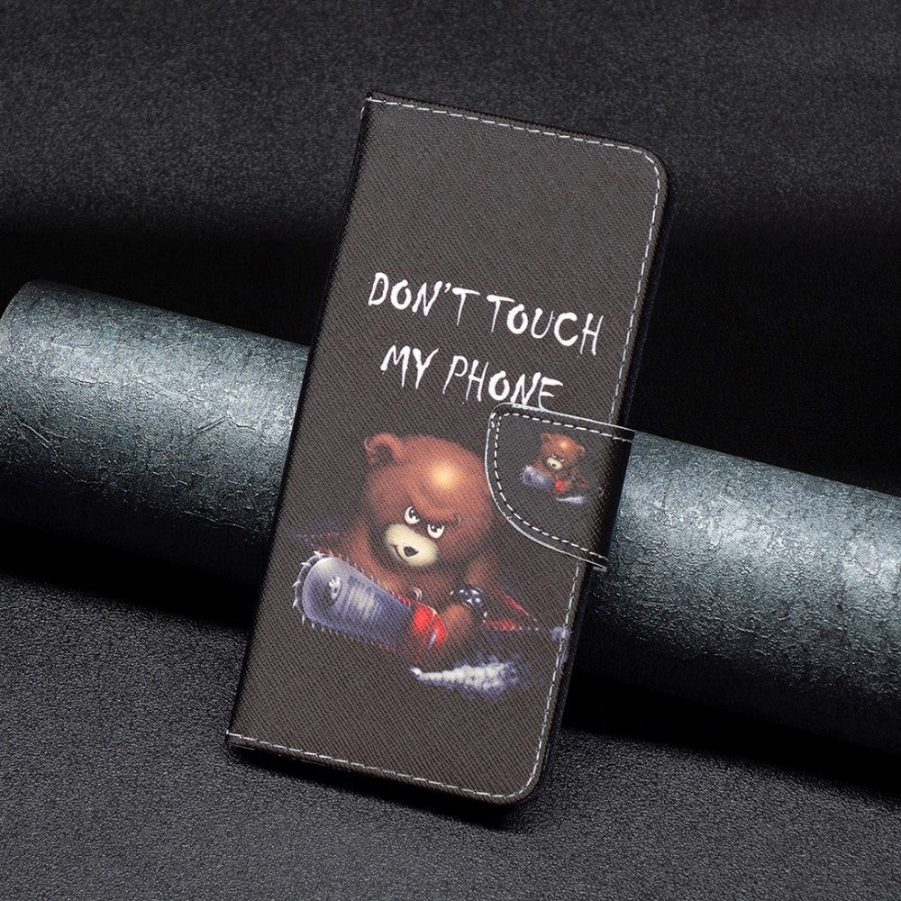 Samsung Galaxy S24 Ultra Læder Mobil Cover m. Pung & Ståfunktion - "Don't Touch my Phone" Bjørn