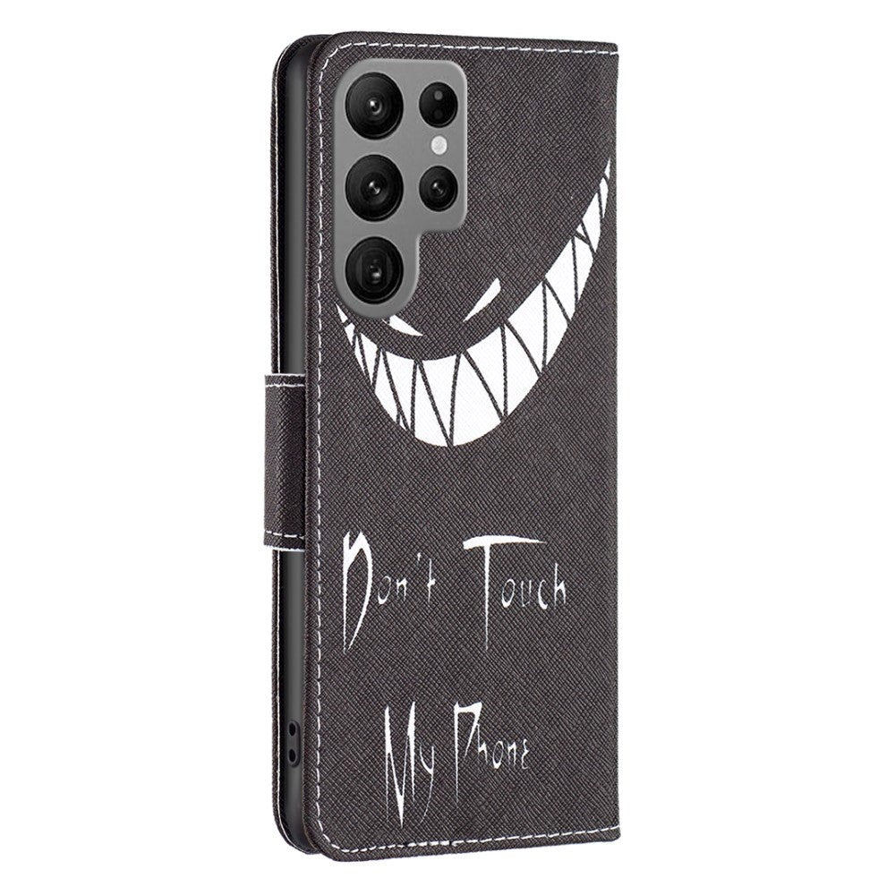 Samsung Galaxy S24 Ultra Læder Mobil Cover m. Pung & Ståfunktion - "Don't Touch my Phone"