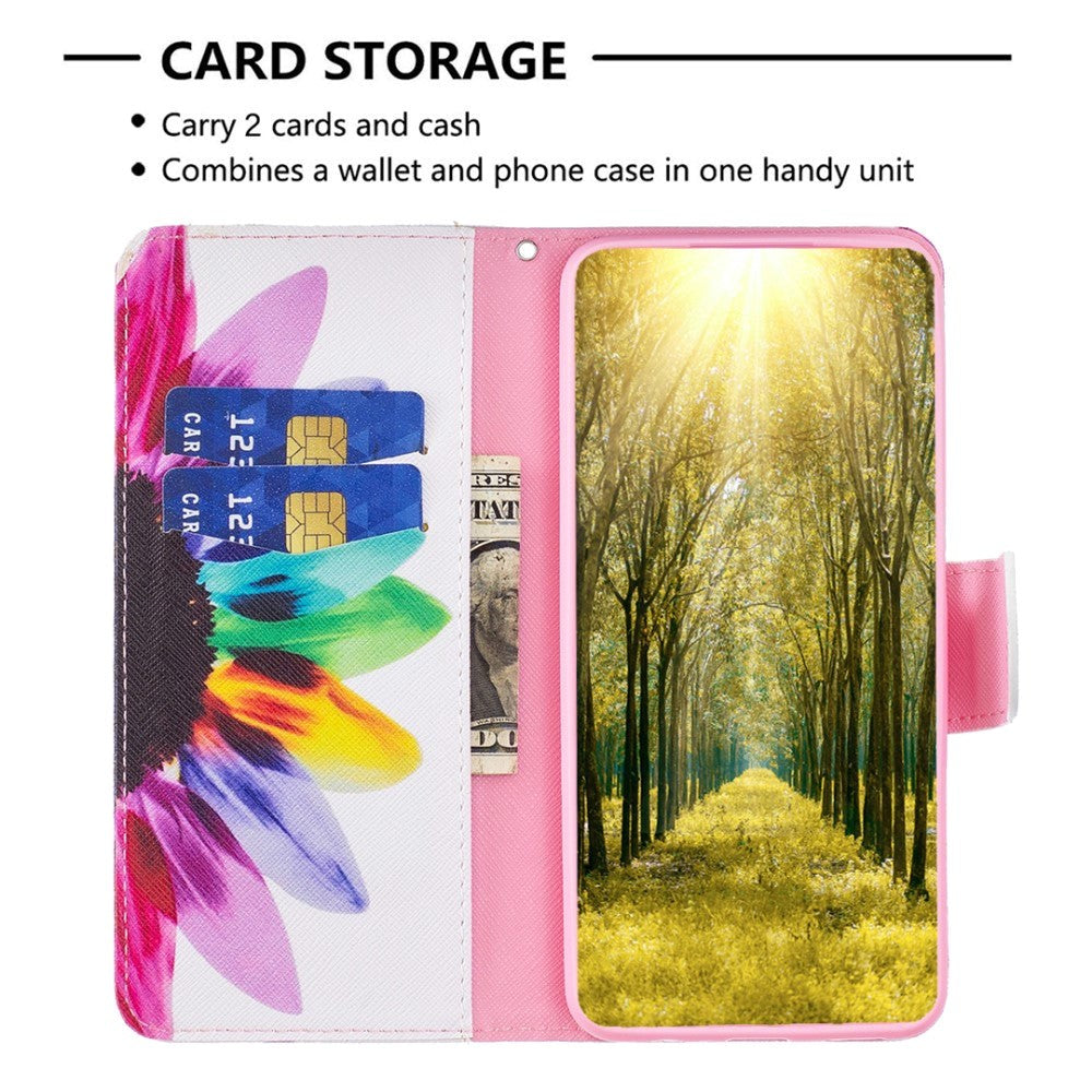 Samsung Galaxy S24 Ultra Læder Mobil Cover m. Pung & Ståfunktion - Solsikke