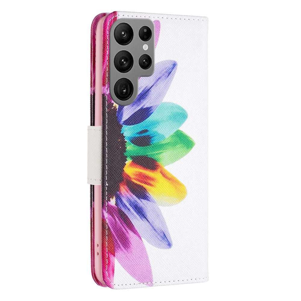 Samsung Galaxy S24 Ultra Læder Mobil Cover m. Pung & Ståfunktion - Solsikke