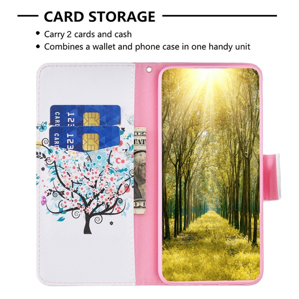 Samsung Galaxy S24 Ultra Læder Mobil Cover m. Pung - Blomster med Træ