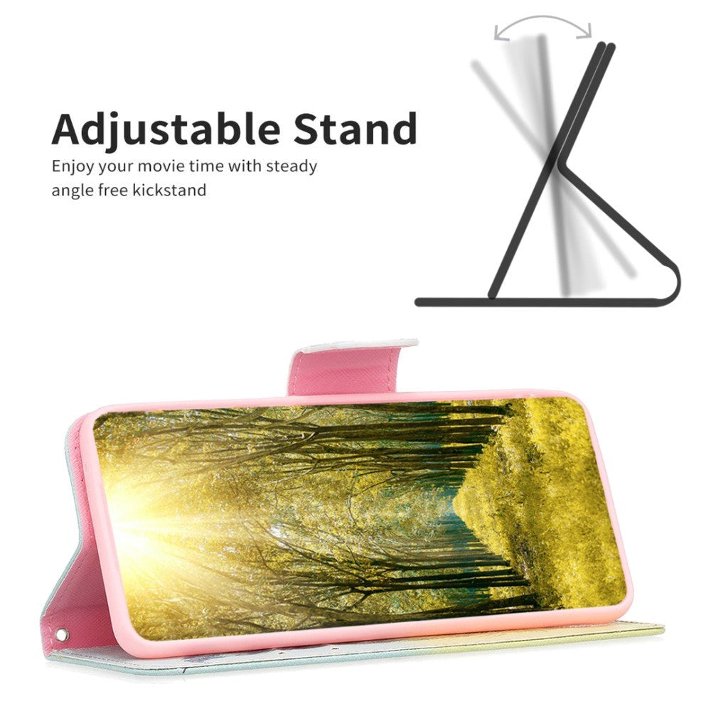 Samsung Galaxy S24 Ultra Læder Mobil Cover m. Pung - Fjer med Fugle