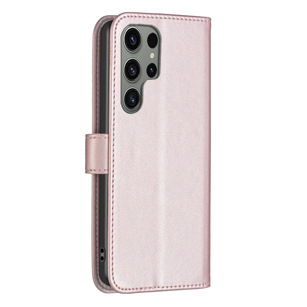 Samsung Galaxy S24 Ultra Kunst Læder Mobil Cover m. Ståfunktion & Kortholder - Rose Gold
