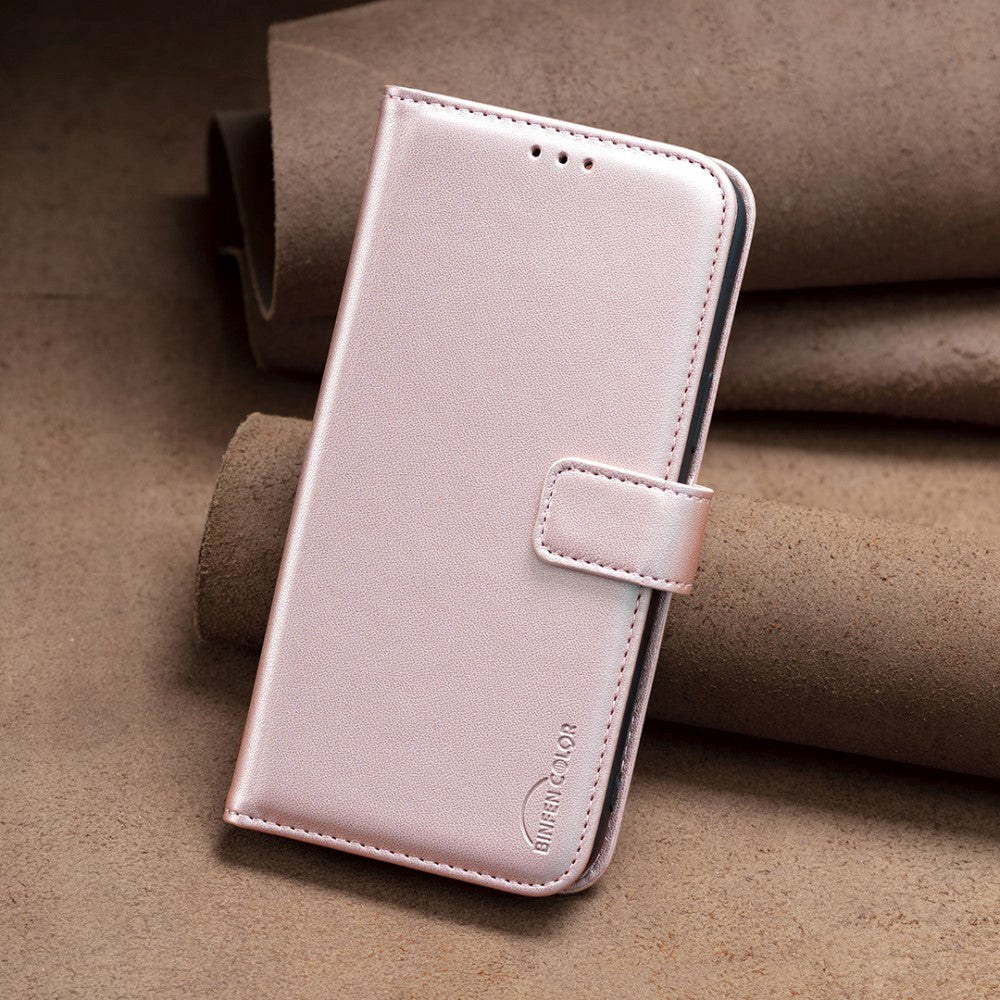 Samsung Galaxy S24 Ultra Kunst Læder Mobil Cover m. Ståfunktion & Kortholder - Rose Gold