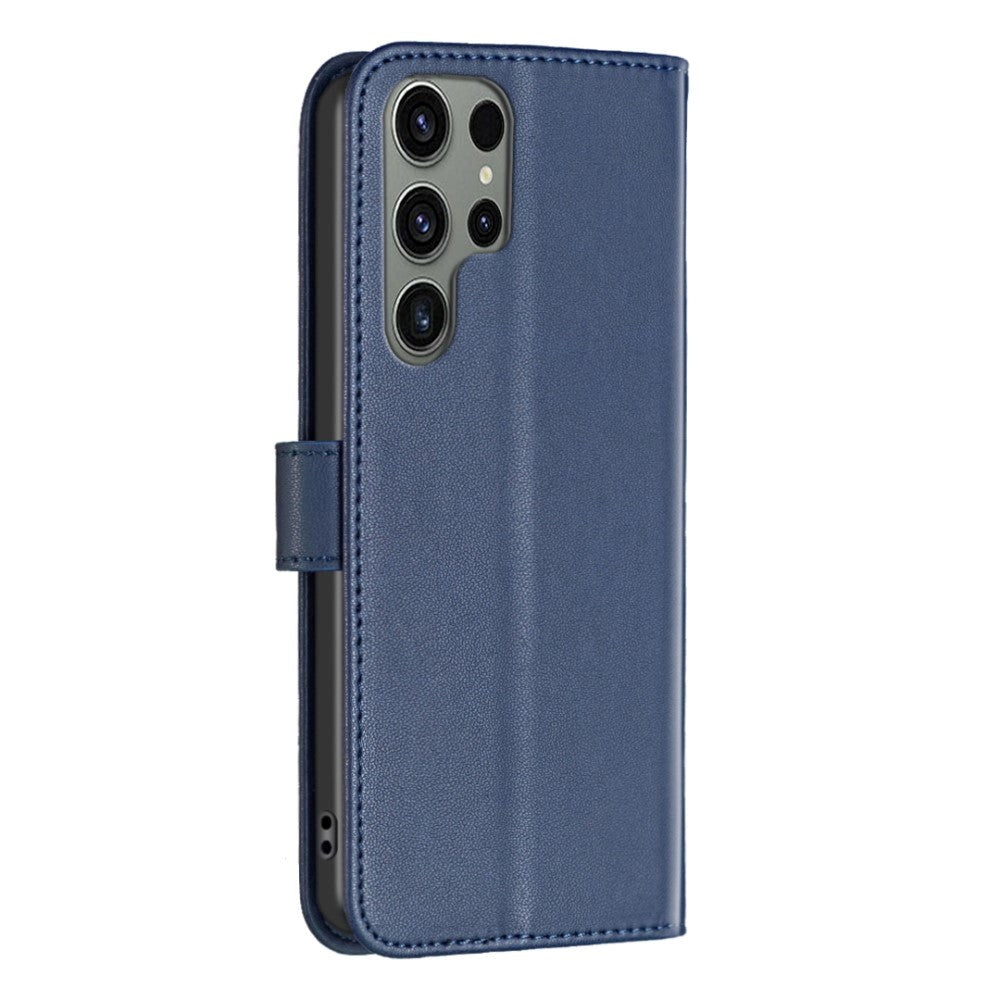 Samsung Galaxy S24 Ultra Kunst Læder Mobil Cover m. Ståfunktion & Kortholder - Blå