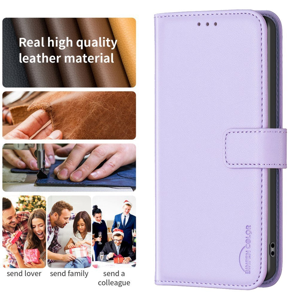 Samsung Galaxy S24 Ultra Kunst Læder Mobil Cover m. Ståfunktion & Kortholder - Lilla
