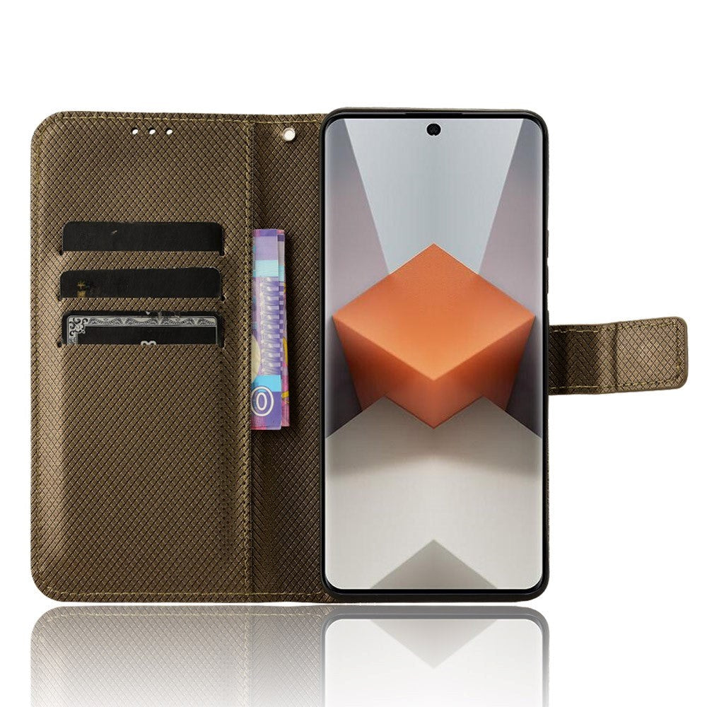 Xiaomi Redmi Note 13 Pro+ (Plus) Læder Mobil Cover m. Strop & Tekstur - Brun