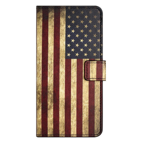 Samsung Galaxy S24 Læder Mobil Cover m. Pung & Ståfunktion - Amerikansk Flag