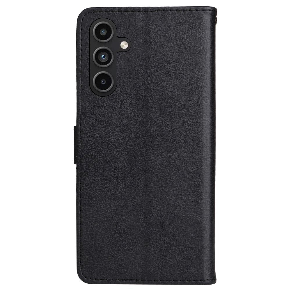 Samsung Galaxy A15 (5G) / A15 PU Læder Mobil Cover m. Pung og Strop - Sort
