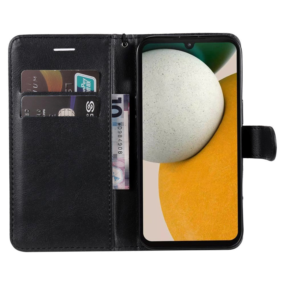 Samsung Galaxy A15 (5G) / A15 PU Læder Mobil Cover m. Pung og Strop - Sort
