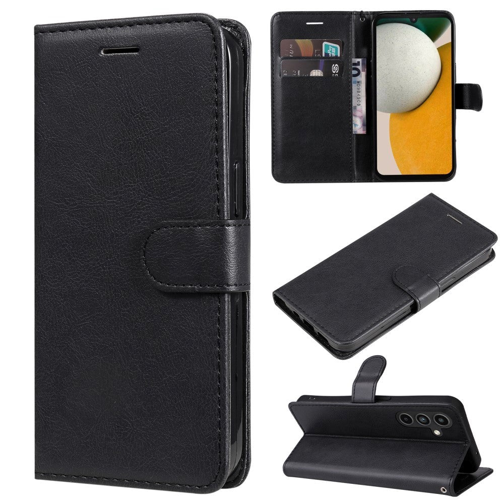 Samsung Galaxy A15 (5G) / A15 PU Læder Mobil Cover m. Pung og Strop - Sort