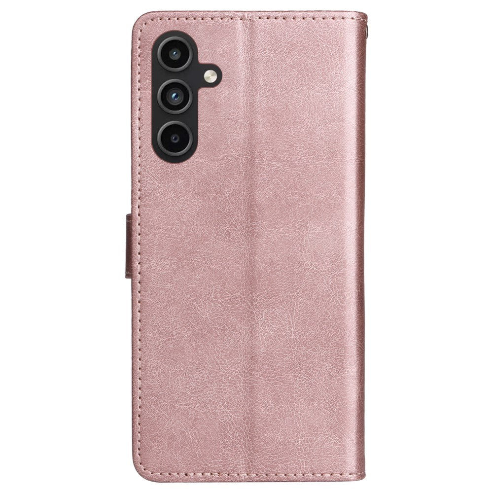 Samsung Galaxy A15 (5G) / A15 PU Læder Mobil Cover m. Pung og Strop - Rose Gold