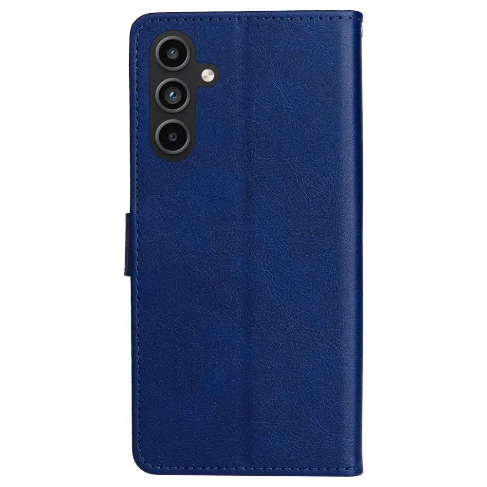 Samsung Galaxy A15 (5G) / A15 PU Læder Mobil Cover m. Pung og Strop - Blå