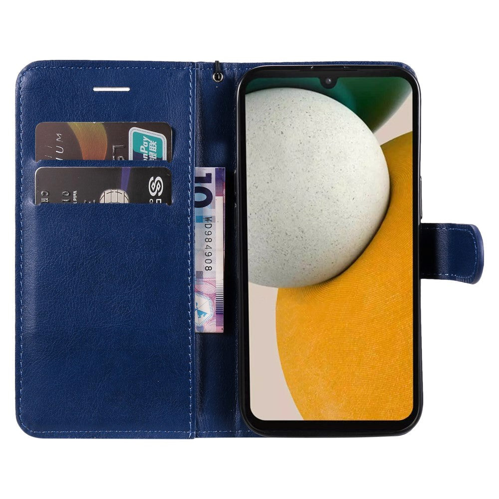 Samsung Galaxy A15 (5G) / A15 PU Læder Mobil Cover m. Pung og Strop - Blå