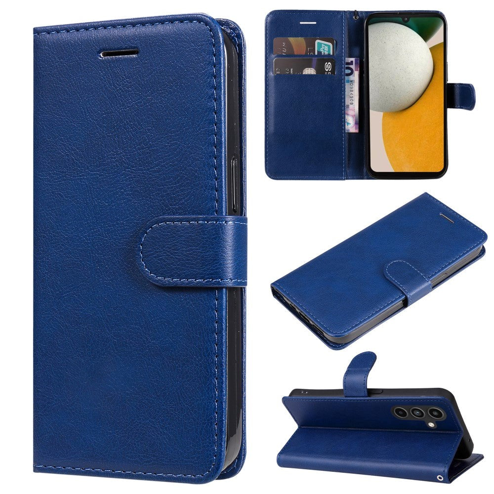 Samsung Galaxy A15 (5G) / A15 PU Læder Mobil Cover m. Pung og Strop - Blå