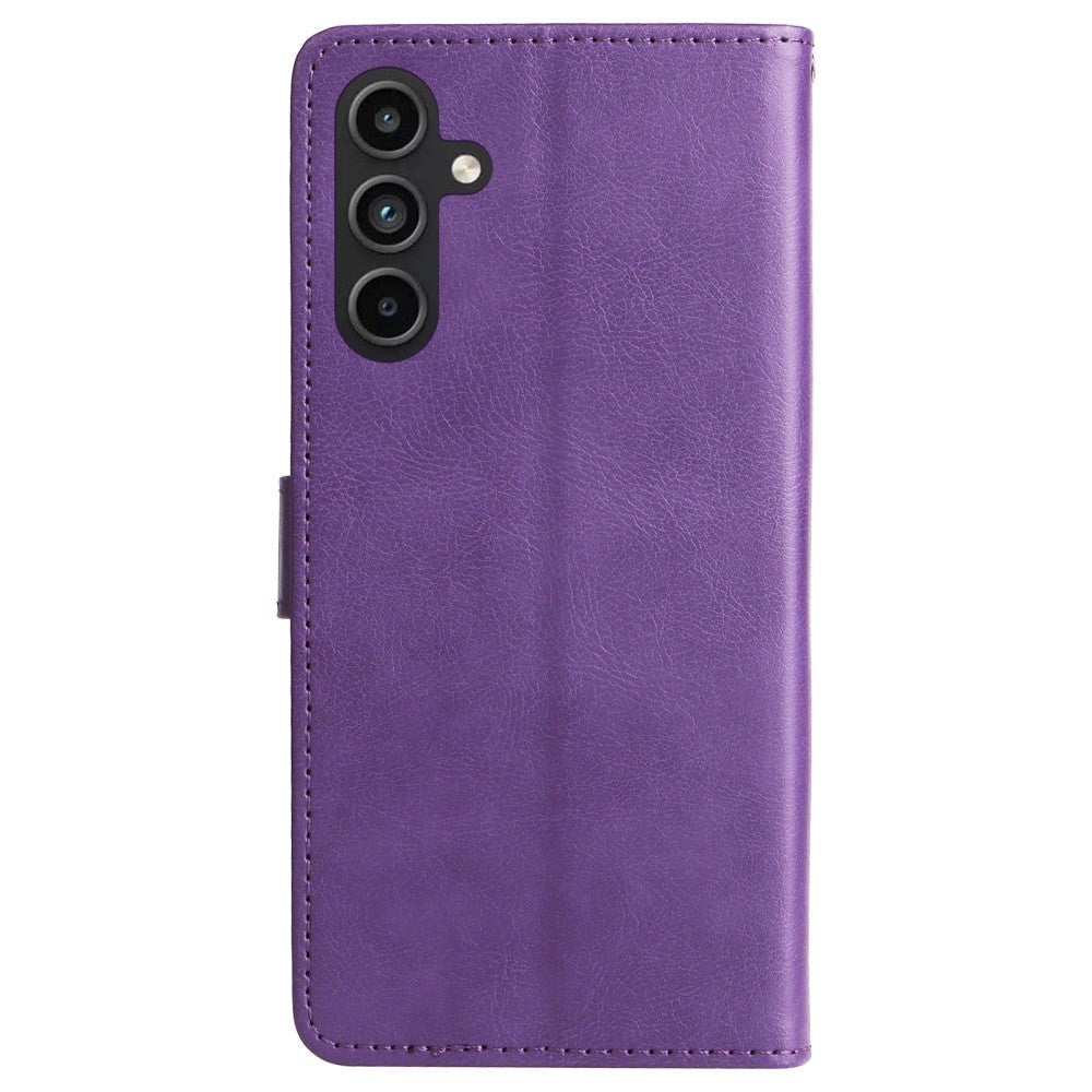Samsung Galaxy A15 (5G) / A15 PU Læder Mobil Cover m. Pung og Strop - Lilla