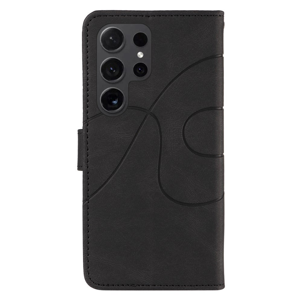 Samsung Galaxy S24 Ultra PU Læder Mobil Cover m. Pung & Strop - Sort
