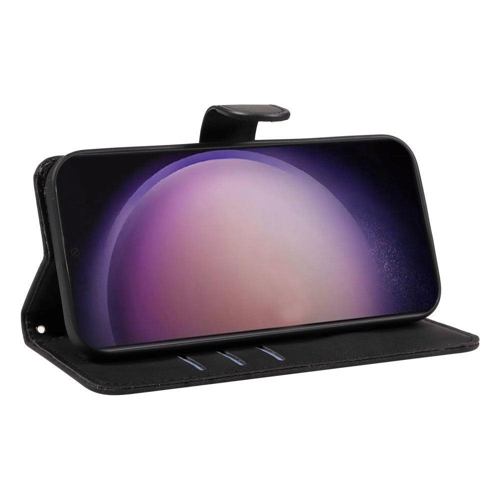 Samsung Galaxy S24 Ultra PU Læder Mobil Cover m. Pung & Strop - Sort