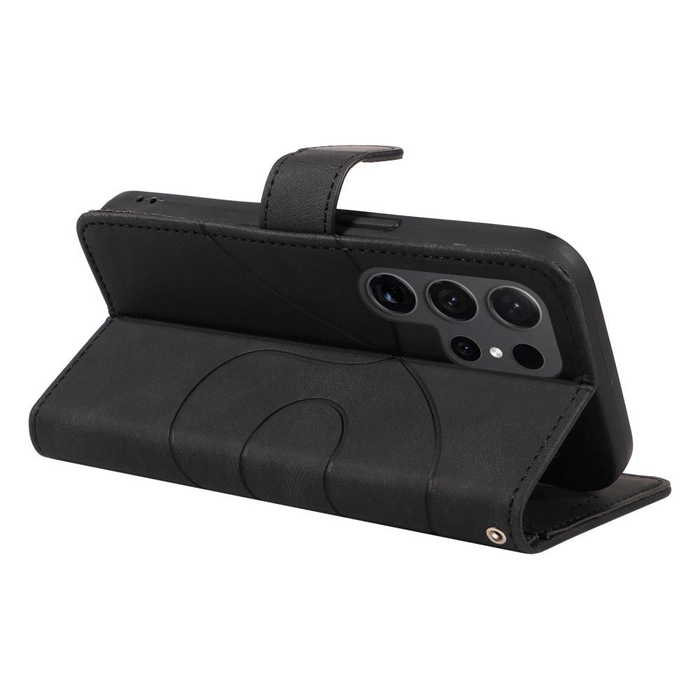 Samsung Galaxy S24 Ultra PU Læder Mobil Cover m. Pung & Strop - Sort
