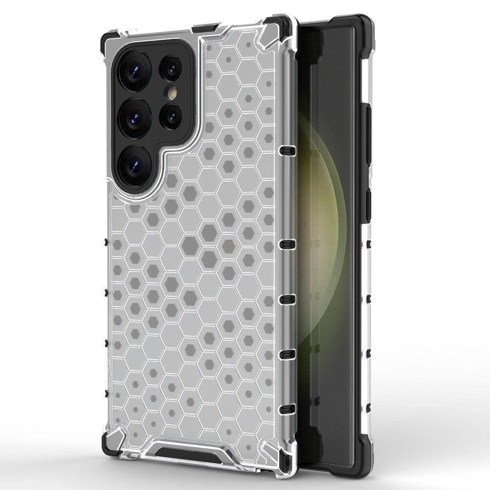 Samsung Galaxy S24 Ultra Hybrid Bagside Case - Honeycomb Grå
