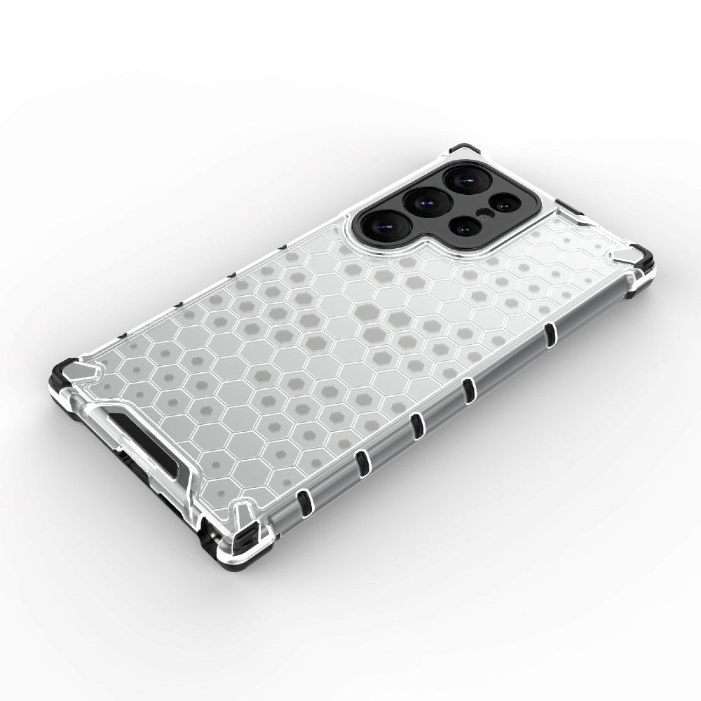 Samsung Galaxy S24 Ultra Hybrid Bagside Case - Honeycomb Grå