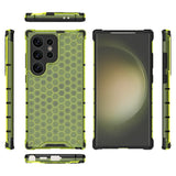 Samsung Galaxy S24 Ultra Hybrid Bagside Case - Honeycomb Grøn