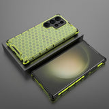 Samsung Galaxy S24 Ultra Hybrid Bagside Case - Honeycomb Grøn