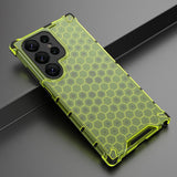 Samsung Galaxy S24 Ultra Hybrid Bagside Case - Honeycomb Grøn