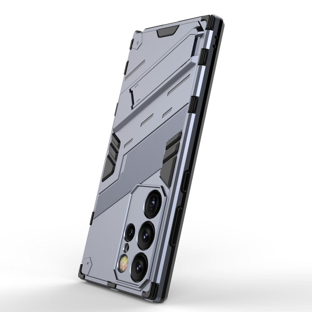 Samsung Galaxy S24 Ultra Hybrid Håndværker Mobil Cover m. Kickstand - Grå