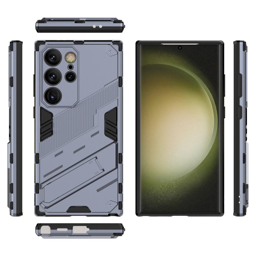 Samsung Galaxy S24 Ultra Hybrid Håndværker Mobil Cover m. Kickstand - Grå