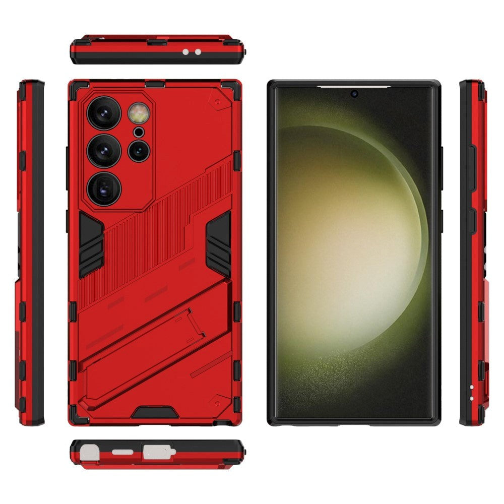 Samsung Galaxy S24 Ultra Hybrid Håndværker Mobil Cover m. Kickstand - Rød