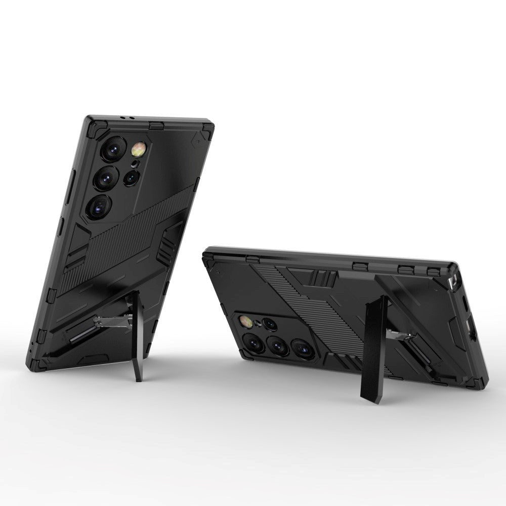 Samsung Galaxy S24 Ultra Hybrid Håndværker Mobil Cover m. Kickstand - Sort