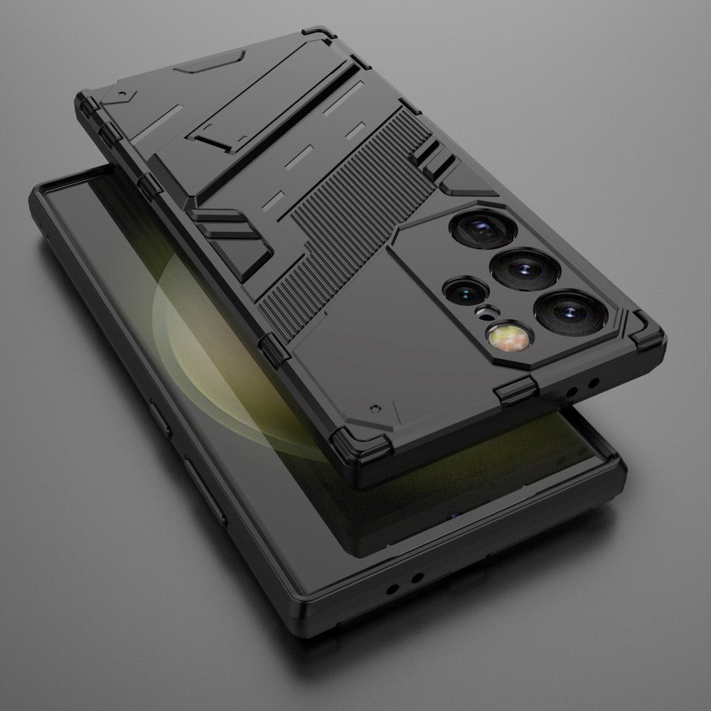 Samsung Galaxy S24 Ultra Hybrid Håndværker Mobil Cover m. Kickstand - Sort