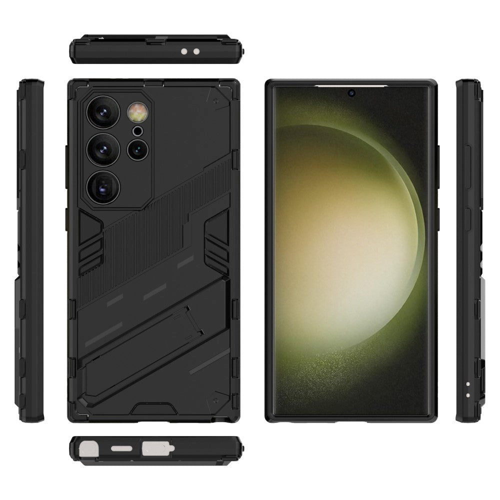 Samsung Galaxy S24 Ultra Hybrid Håndværker Mobil Cover m. Kickstand - Sort