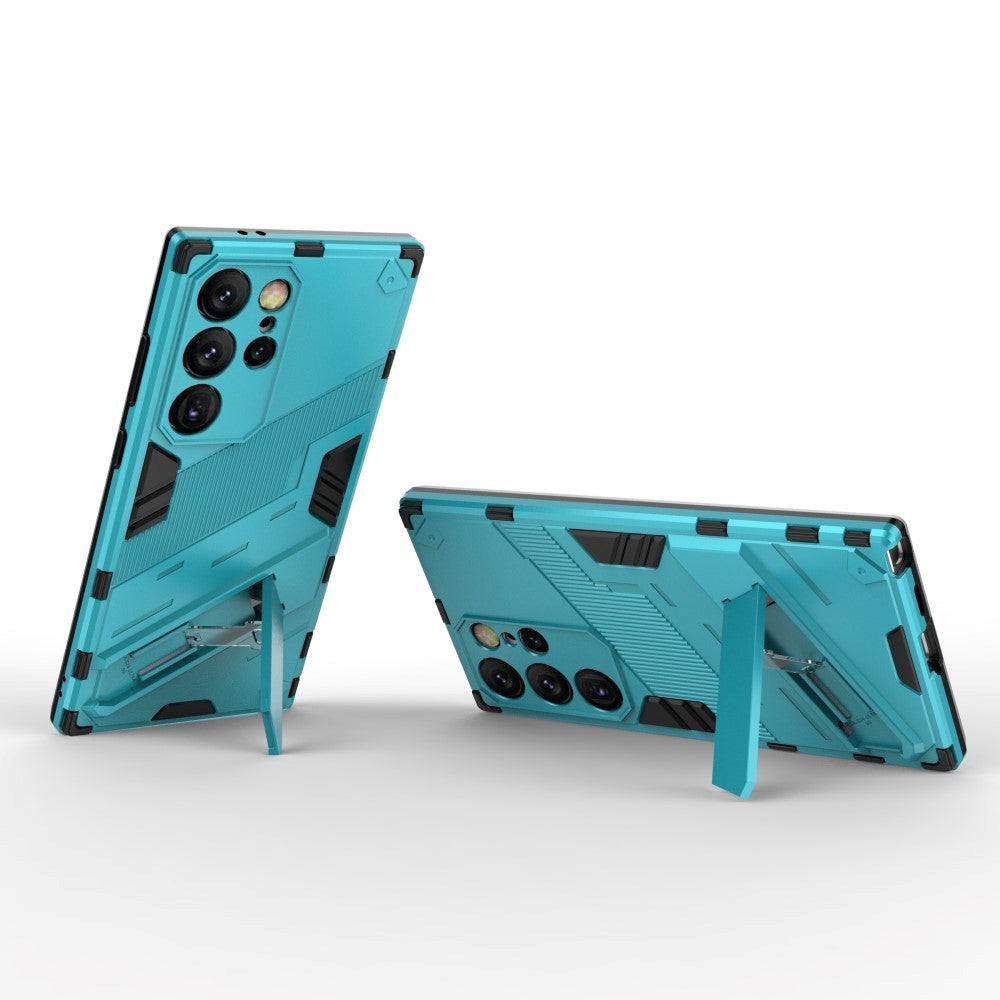 Samsung Galaxy S24 Ultra Hybrid Håndværker Mobil Cover m. Kickstand - Blå