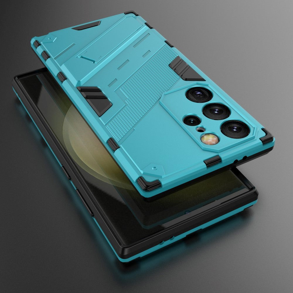 Samsung Galaxy S24 Ultra Hybrid Håndværker Mobil Cover m. Kickstand - Blå