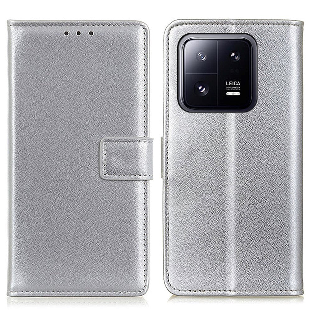 Xiaomi 14 Læder Mobil Cover m. Pung & Kickstand - Sølv