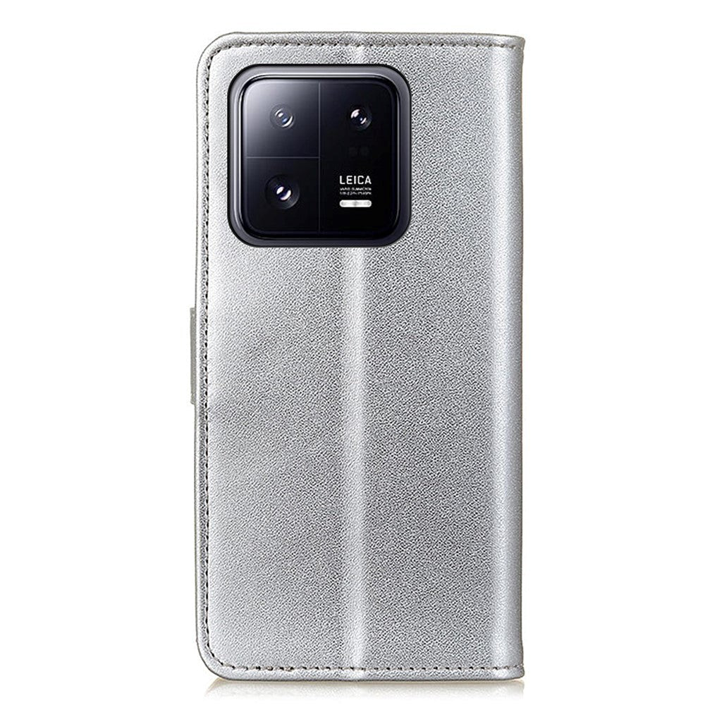 Xiaomi 14 Læder Mobil Cover m. Pung & Kickstand - Sølv