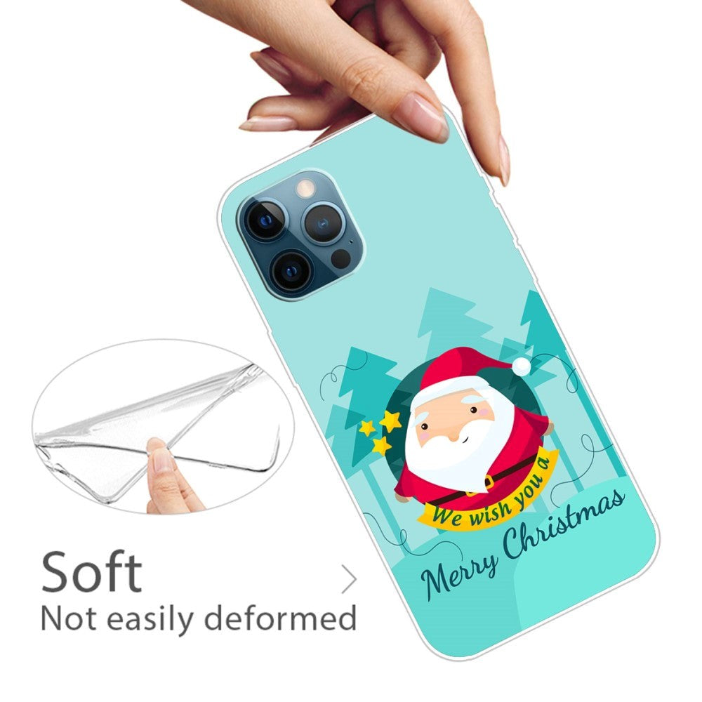 iPhone 15 Pro Max Fleksibelt Plast Mobil Jule Cover - Merry Christmas - Tegneserie Julemand