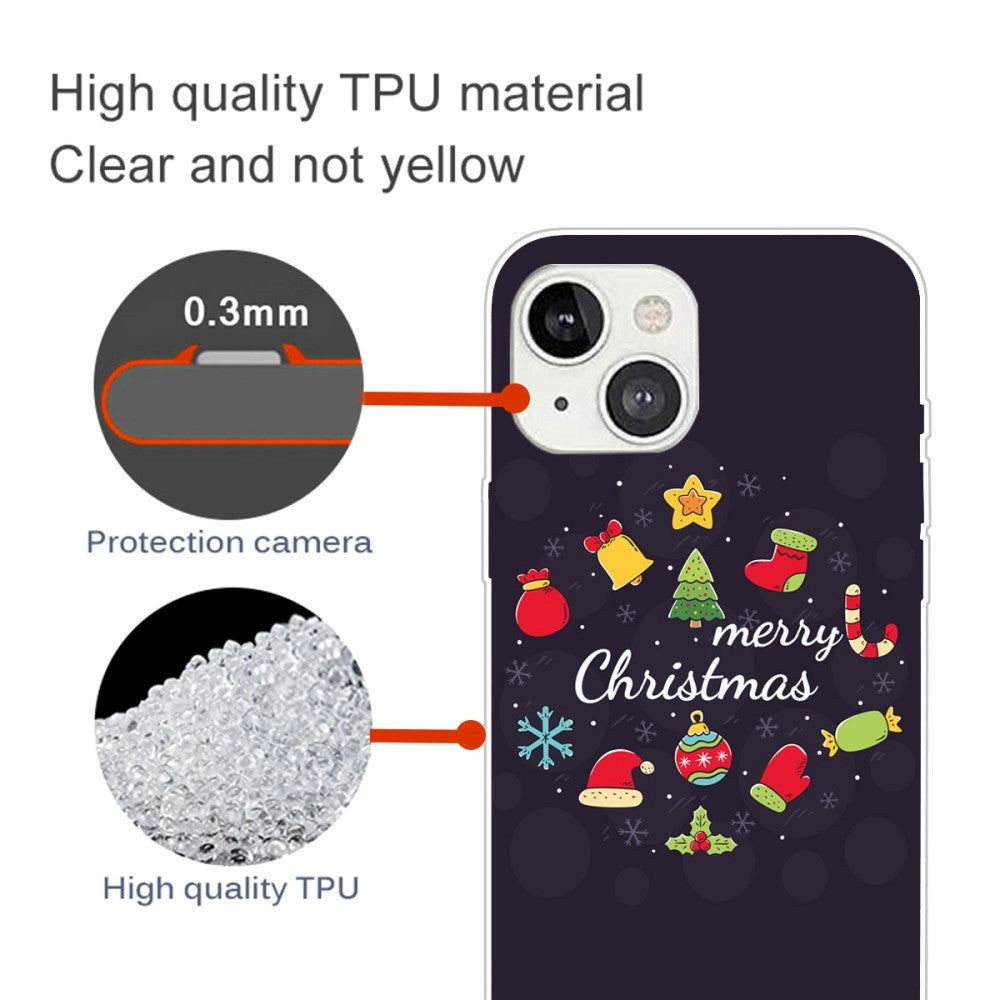 iPhone 15 Plus Fleksibelt Plast Mobil Jule Cover - Merry Christmas - Juledekorationer